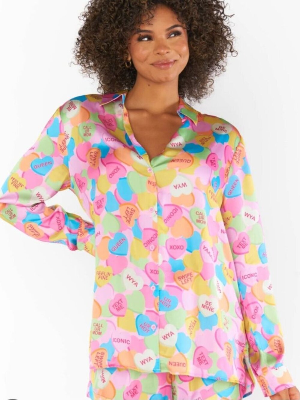 💙 Show me your Mumu Early Riser Silky PJ Top Size XL Soft Flowy Playful Fun Sum